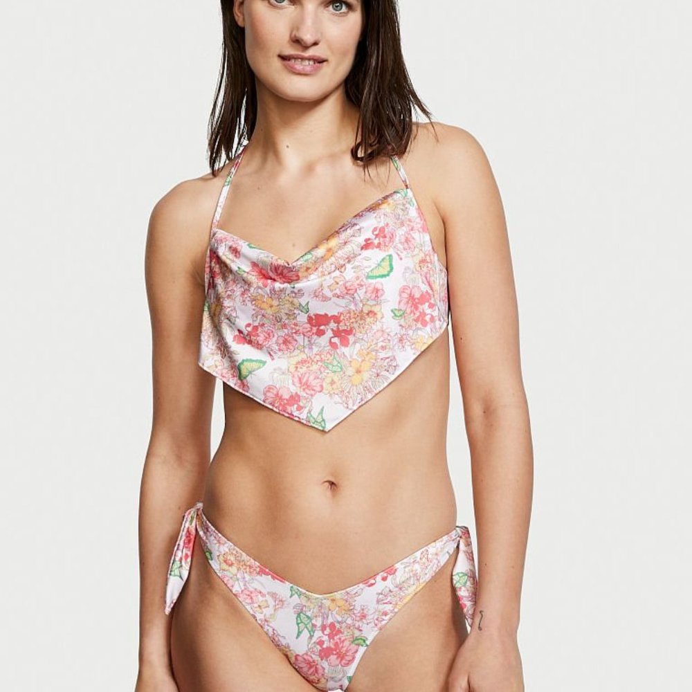 NEW Victoria's Secret Tie Neck Halter Bikini Top/Tie Side Brazilian Bikini M/L
